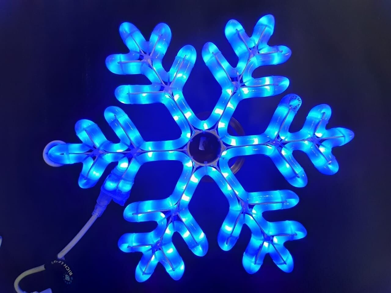 Светодиодная снежинка Rich LED, синий, дюралайт на металлокаркасе, 40 см, 144 LED, 220 B, IP65