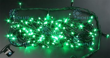 Светодиодная гирлянда Rich LED 20 м, IP54, 220В, зеленая, черный провод ...