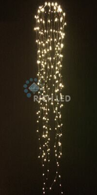 Светодиодные Дреды Rich LED, 150 см, теплые белые, соединяемые, 288 LED,  IP54, черный провод, статика